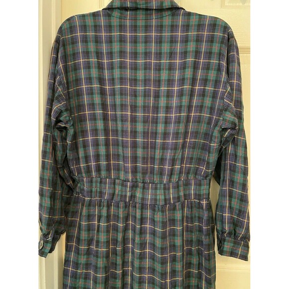 Vintage Green Plaid Shirt Dress Holiday Midi Tiered Modest Grunge Albert Nipon - Picture 7 of 16